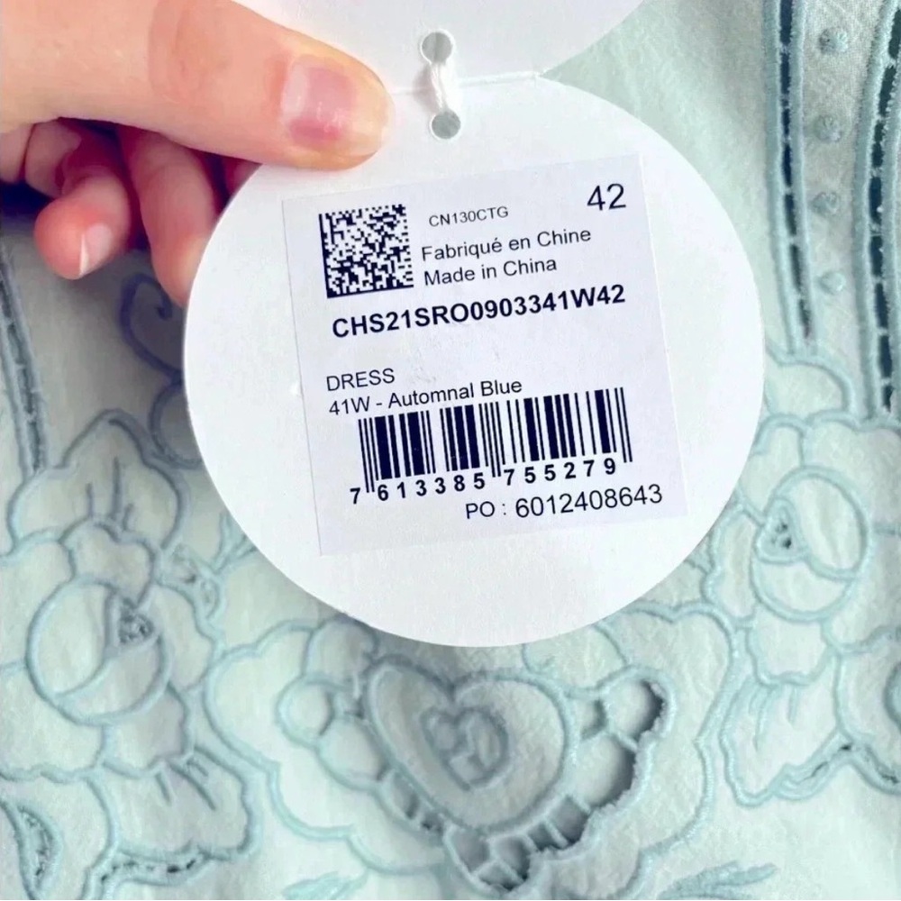 Elegant See by Chloe Mint Puff Sleeve Embroidered Mini Dress (Size 10) - Picture 11 of 13